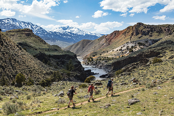 Photo by NPS / Jacob W Frank hiking, Yellowstone, river