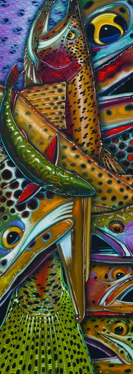 painting by Derek DeYoung fishing catch and release outside bozeman
