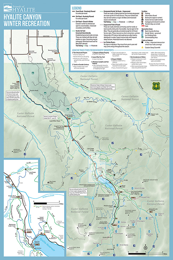 Map courtesy Friends of Hyalite Lick Creek, Hyalite Recreation Map, Bozeman