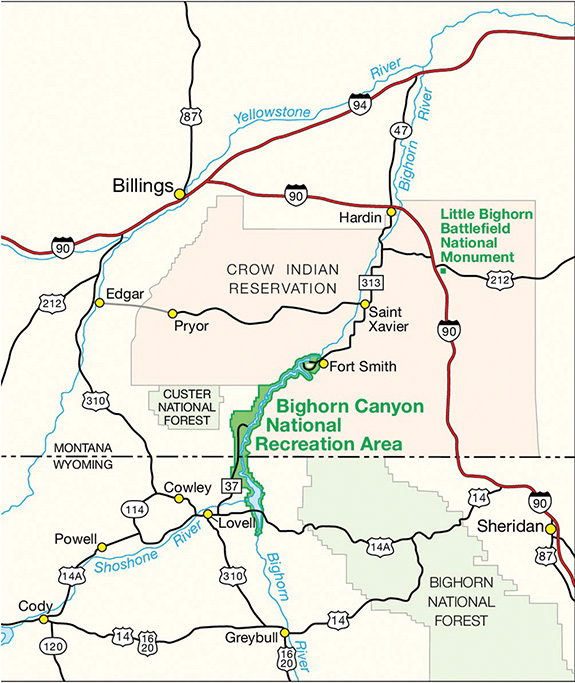 Map courtesy NPS Bighorn Canyon National Recreation Area, Bozeman, Montana