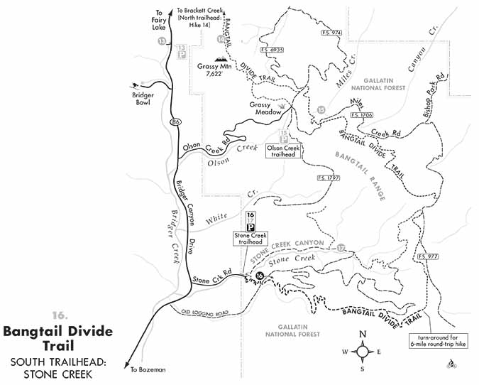Robert Stone's Bangtail Map Courtesy of Robert Stone's "Day Hikes Around Bozeman, Montana"