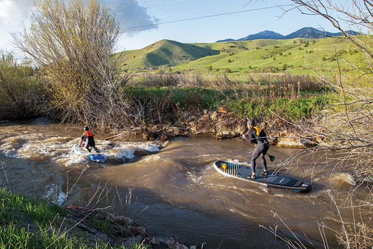 Photo by Ian Roderer streamboarding, paddleboarding, Bozeman