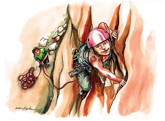 Illustration by Kelsey Dzintars Rock Climbing, Practice Rock, Spire Climbing Center