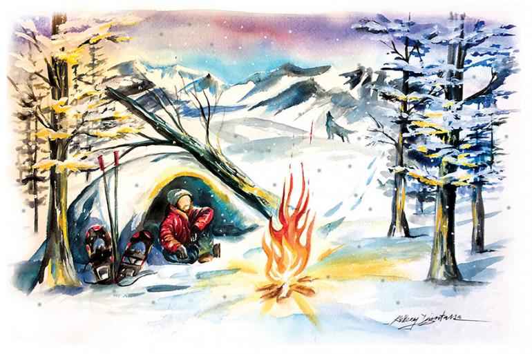 Illustration by Kelsey Dzintars Lee Metcalf Wilderness, Snowshoeing, Winter