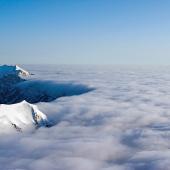 photo by Kestrel Aerail Temperature inversion, bozeman, montana, bridgers, mountains, clouds