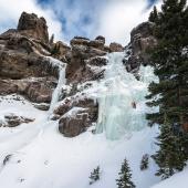 photo by Nick Lake ice climbing, hyalite canyon, bozeman, montana, climber