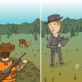 illustration by Jon Whittenberg hunting clothing, camouflage, blaze orange q